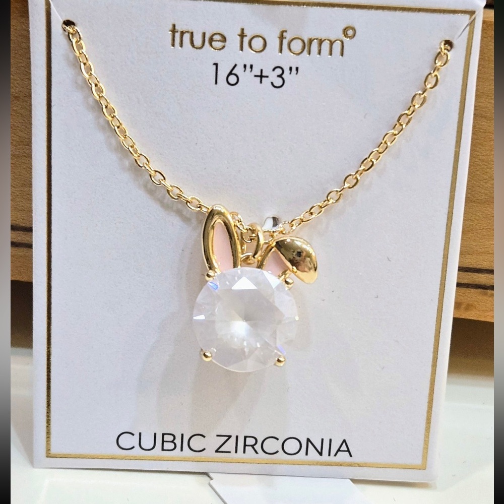 TRUE TO FORM SET Easter Bunny Rabbit Crackle CZ Matching Earrings & Necklace NWT - Picture 5 of 7